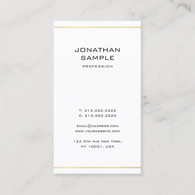 Modern Minimalistic Elegant Professional Gold Look Business Card (Front)