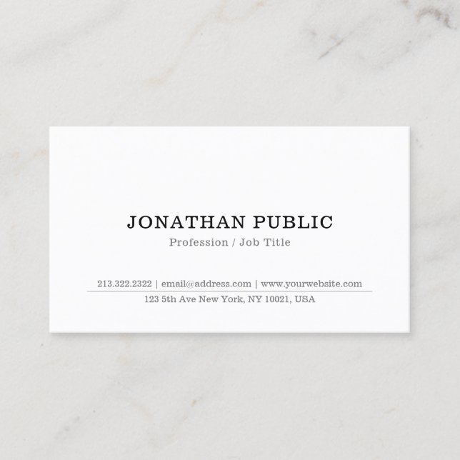 Modern Minimalistic Elegant Professional Template Business Card (Front)