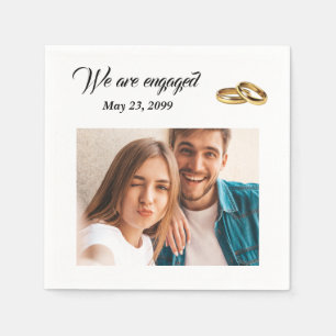 Modern minimalistic engagement personalized photo napkin