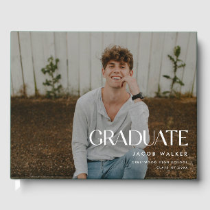 Modern Minimalistic Full Photo Graduation Party Guest Book