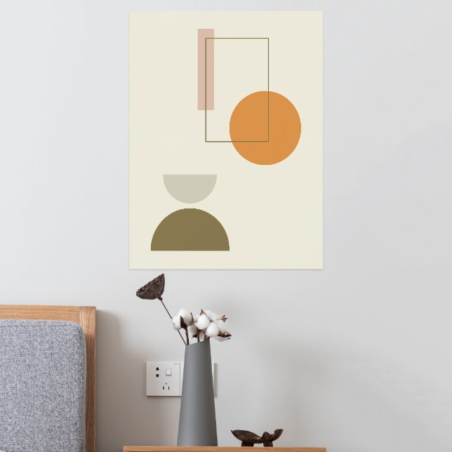 Modern minimalistic geometric shapes composition 3 foil prints (In Situ (Bedroom 2))