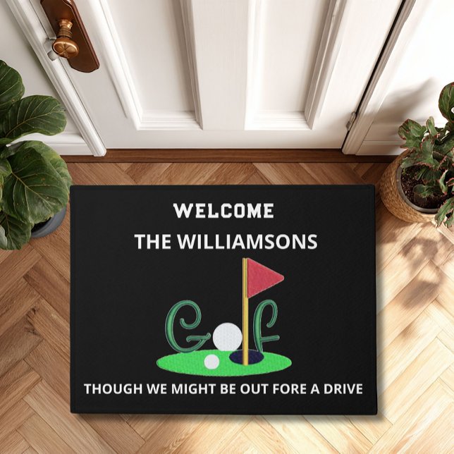 Modern Minimalistic Golf Theme Personalized  Doormat (Creator Uploaded)