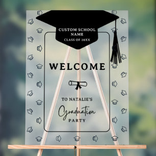 Modern Minimalistic Graduation Party Welcome Acrylic Sign