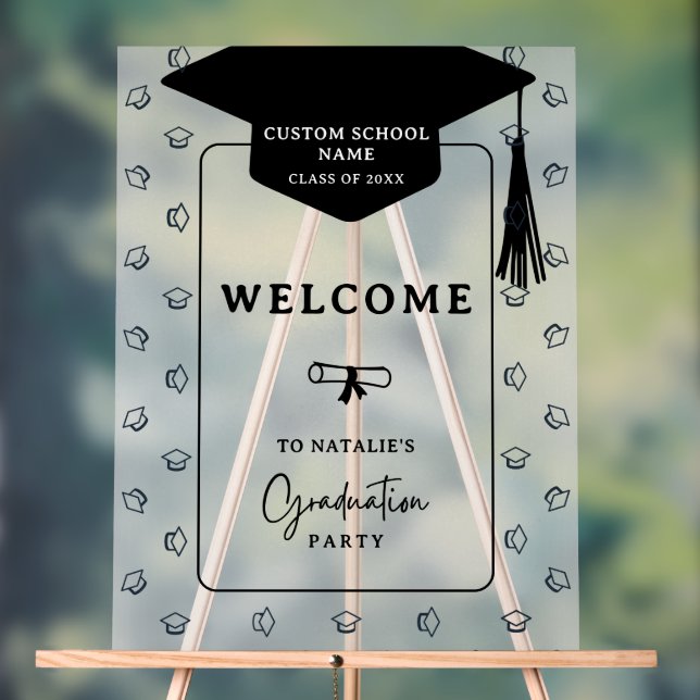 Modern Minimalistic Graduation Party Welcome Acrylic Sign (Neutral)