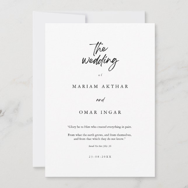 Modern Minimalistic Islamic Wedding Invitation (Front)