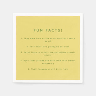 Modern Minimalistic Lemon Yellow Wedding Fun Facts Napkin
