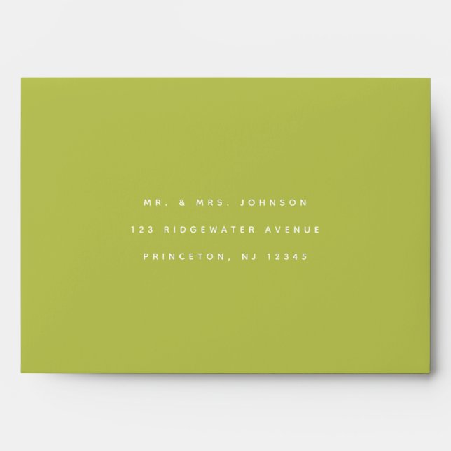 Modern Minimalistic Lime Green Wedding Envelope (Front)