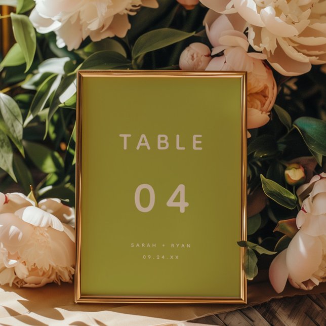 Modern Minimalistic Lime Green Wedding Table Number (Creator Uploaded)