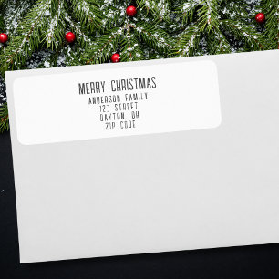 Modern Minimalistic Merry Christmas Return Address