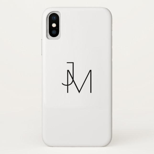 Modern Minimalistic Monogram White & Black Case-Mate iPhone Case (Back)