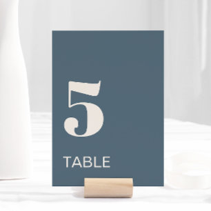 Modern Minimalistic Navy Blue Beige Wedding Table Number