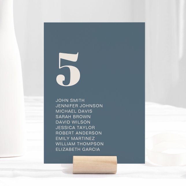 Modern Minimalistic Navy Blue Beige Wedding Table Number (Creator Uploaded)