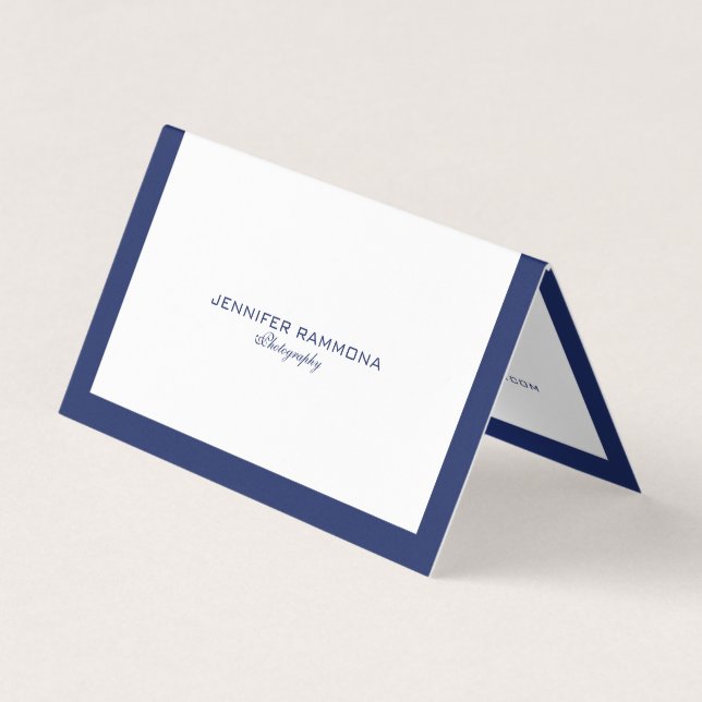 Modern Minimalistic Navy-blur Border Business Card (Front)