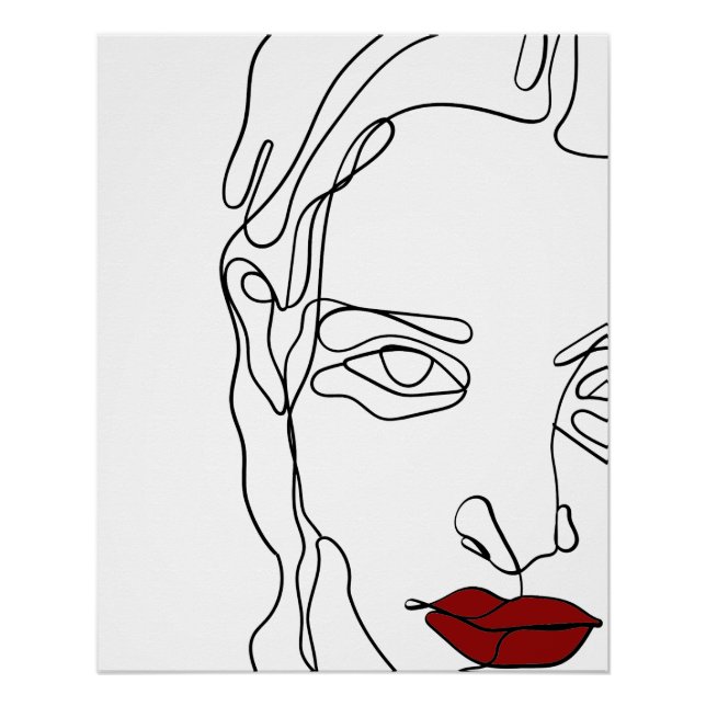Modern minimalistic one-line drawing face poster (Front)