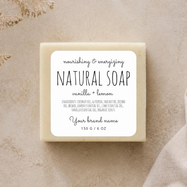 Modern minimalistic packaging simple white soap square sticker (Creator Uploaded)