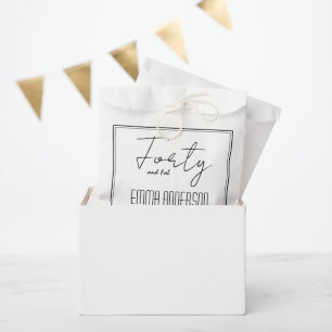 Modern Minimalistic Personalized Black White Favour Bag