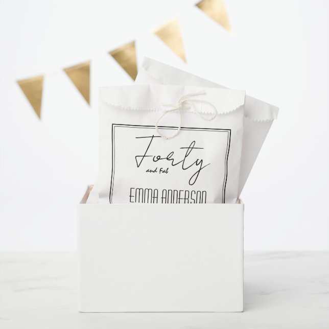 Modern Minimalistic Personalized Black White Favour Bag (Party)