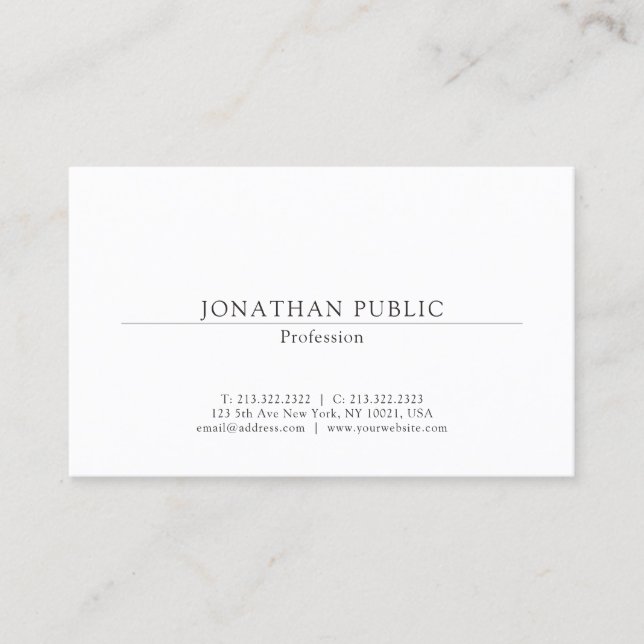 Modern Minimalistic Professional Elegant Template Business Card (Front)