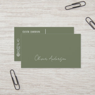 Modern minimalistic  Sage & white contacts logo Business Card