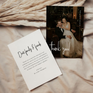Modern Minimalistic Script Full Photo Wedding Thank You Card