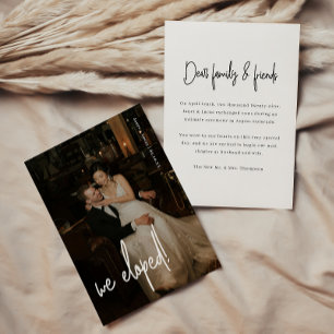 Modern Minimalistic Script Photo Wedding Elopement Announcement