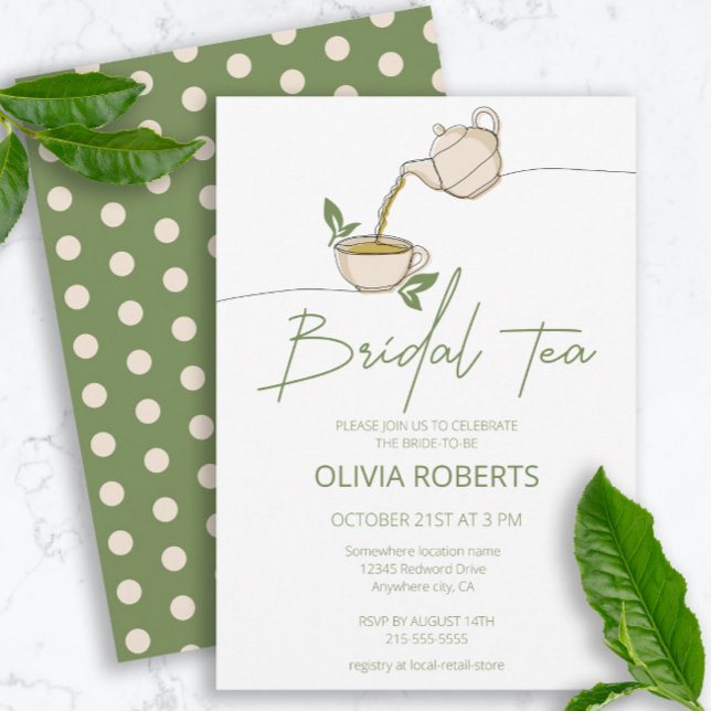 Modern minimalistic Script Tea Party Bridal Shower Invitation (Creator Uploaded)