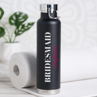 Modern Minimalistic Script Wedding Bridal Party Water Bottle