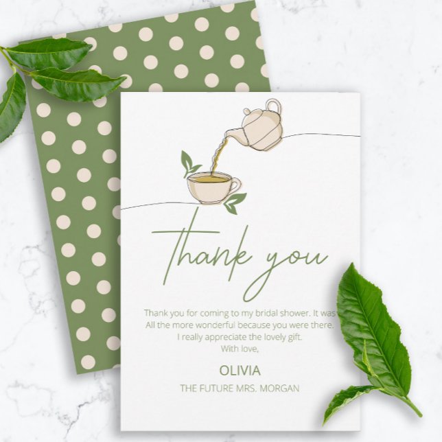 Modern Minimalistic Tea Party Bridal Shower Thank You Card (Creator Uploaded)