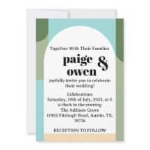 Modern Minimalistic Wedding Invite Blue + Green