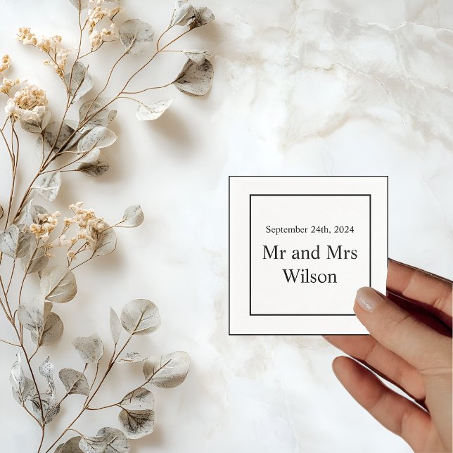Modern Minimalistic White on Black Dinner Cocktail Napkin (Creator Uploaded)