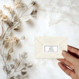 Modern Minimalistic White on Black Return Address Label