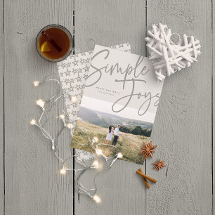 Modern, minimally elegant script holiday photo card