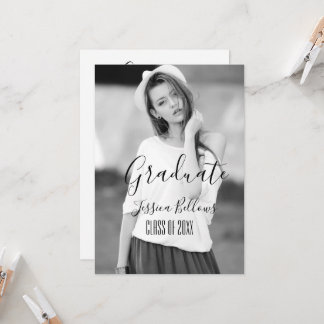 Modern Minimilist Photo Graduation Invitation