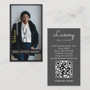Modern  Minimul Realtor photo real Estate QR code Business Card