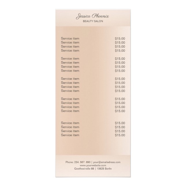 Modern minimum beige skin colour rack card (Front)