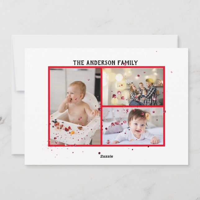 Modern minimum Christmas rustic multi photo Holida Holiday Card (Back)