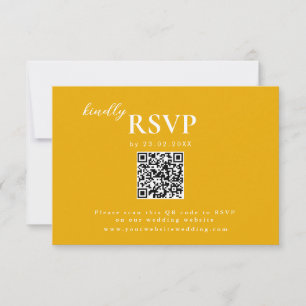 Modern mininalist Mustard Yellow  Wedding chic RSVP Card