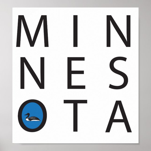 Modern Minnesota with a loon Poster (Front)