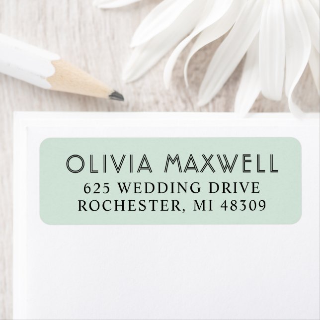 Modern Mint and Black Wedding Return Address (Insitu)