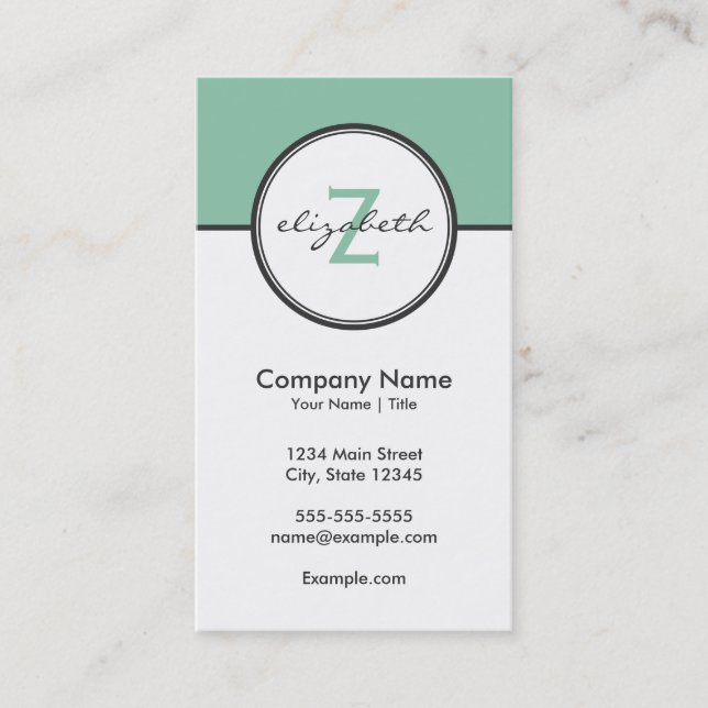 Modern Mint and Grey Business Card (Front)