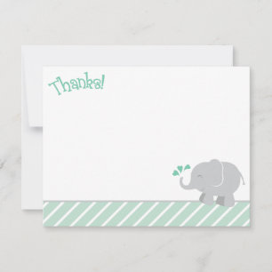 Modern Mint and Grey Elephant Baby Shower Note Card