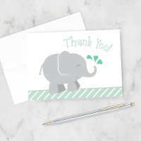 Modern Mint and Grey Elephant Baby Shower