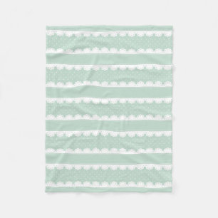 Modern Mint and White Polka Dot Striped Pattern Fleece Blanket