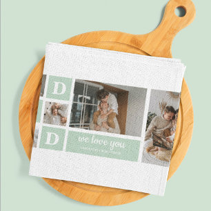 Modern Mint Collage Photo Dad Best Gift Kitchen Towel
