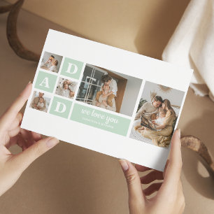 Modern Mint Collage Photo Dad Best Gift Postcard