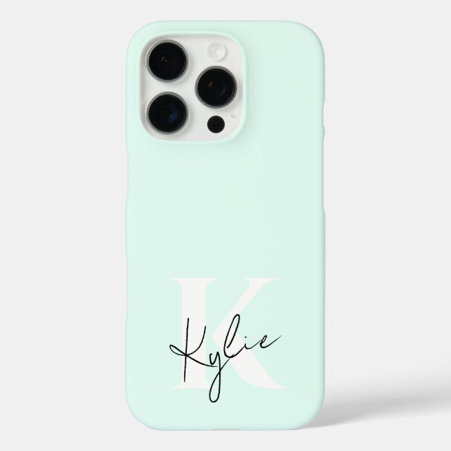 Modern Mint Cream Personalized Monogram Name -  Case-Mate iPhone Case (Back)