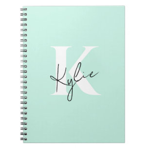 Modern Mint Cream Personalized Monogram Name - Notebook