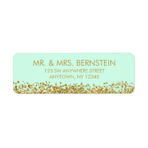 Modern Mint Faux Gold Parties scintillant Adresse 