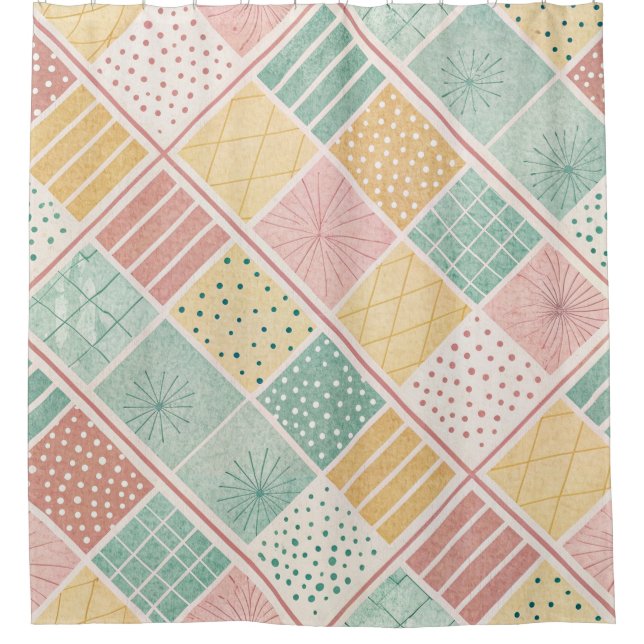 Modern Mint Geometric Polka Dot Plaid Pattern (Front)