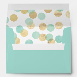 Modern Mint & Gold Yellow Holidays Personalized Envelopes